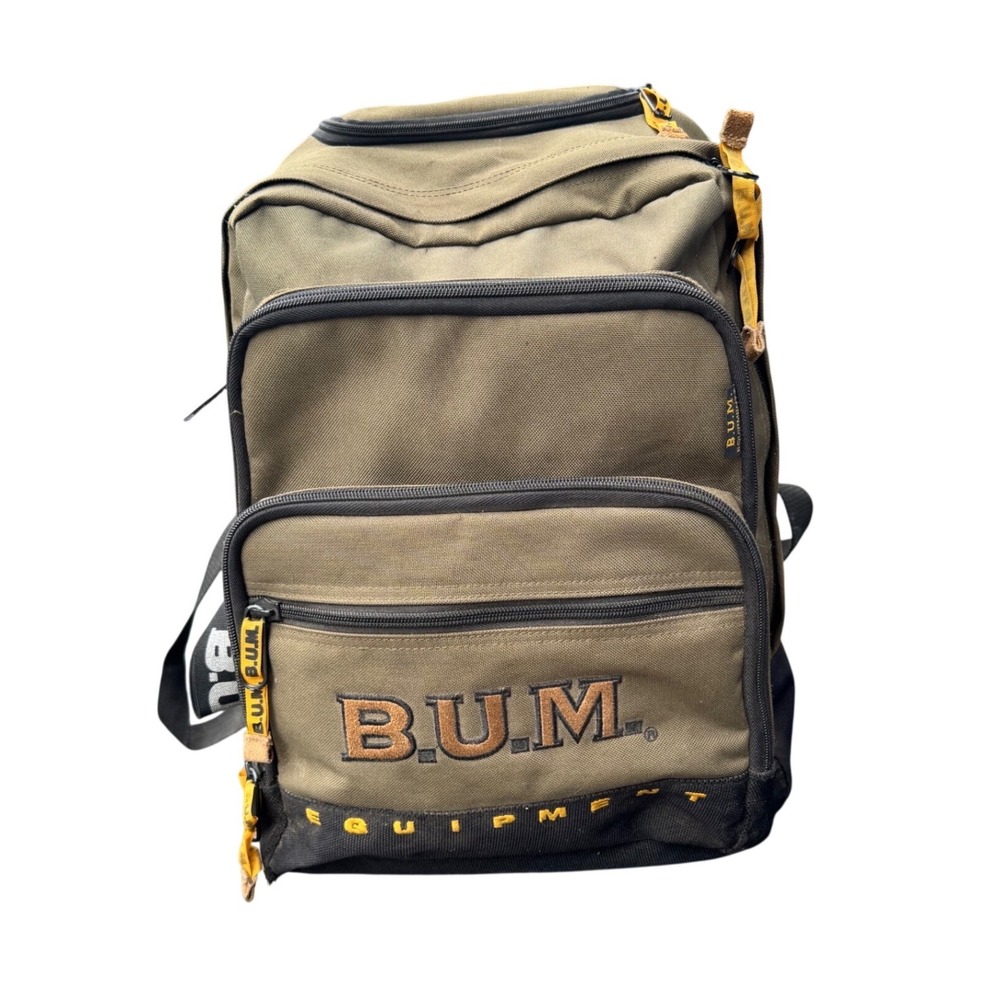 Vintage B.U.M. Equipment Rolling Backpack‎ Olive Green Canvas 90s Streetwear Bag